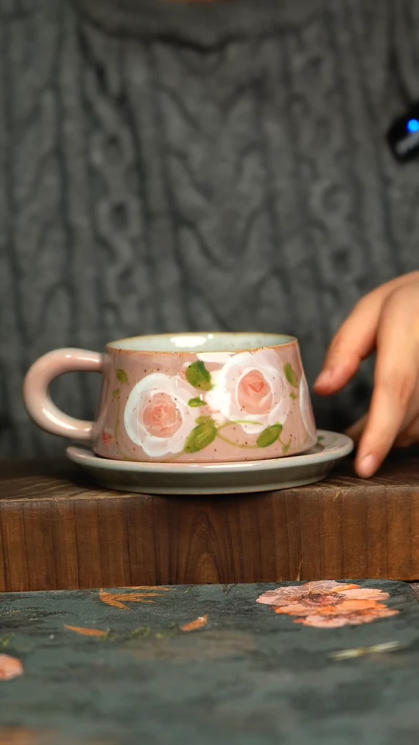 杯釉下彩手工手绘同款陶器