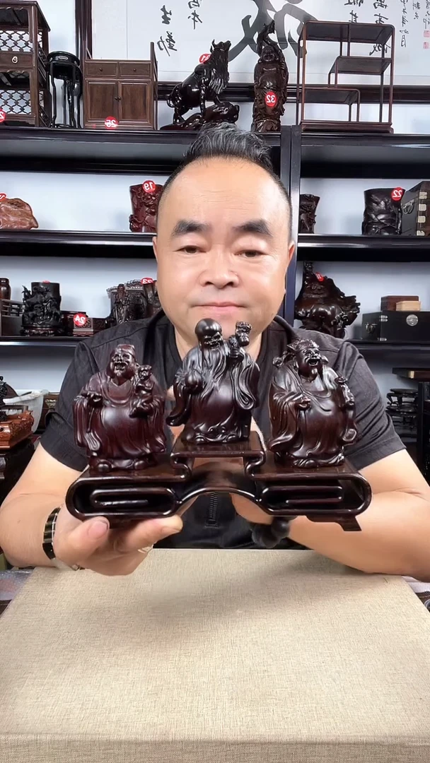 木三连+福禄寿老李红木工艺品