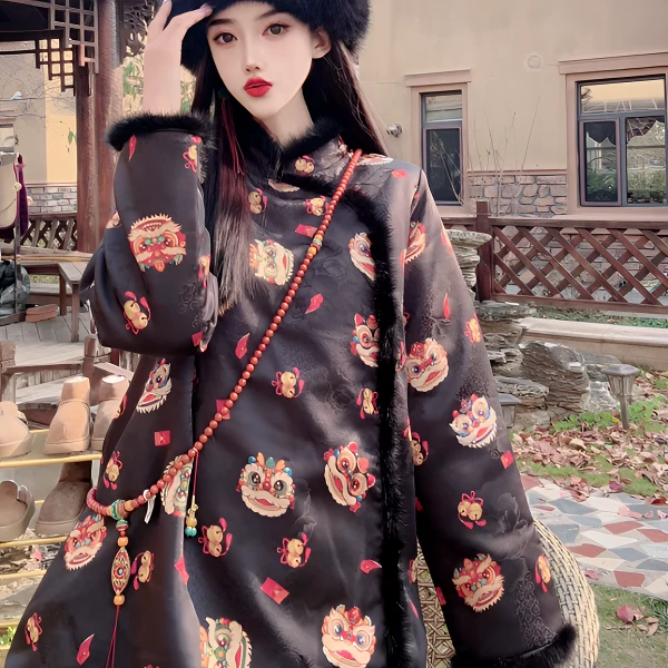 ｛禧隐.新禧貂毛｝红人上新新中式显瘦秋冬气质中国风女装上衣裙