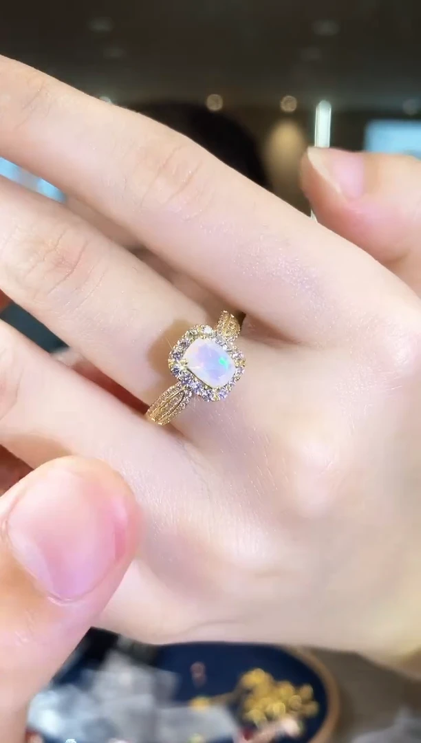 【闪购商品】欧泊戒指银S925镶嵌05天然宝石