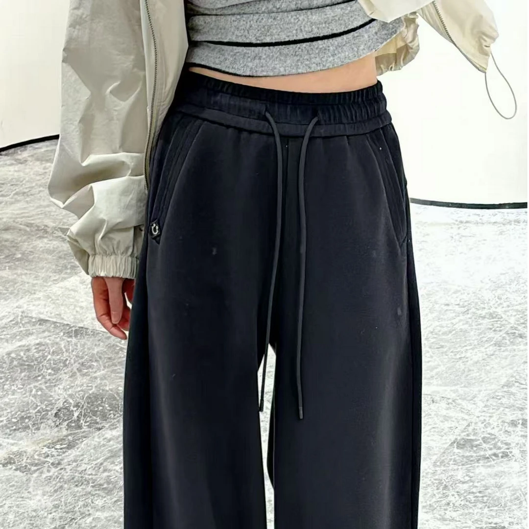 SYL2025新款小弯刀直筒休闲笑脸卫裤2506