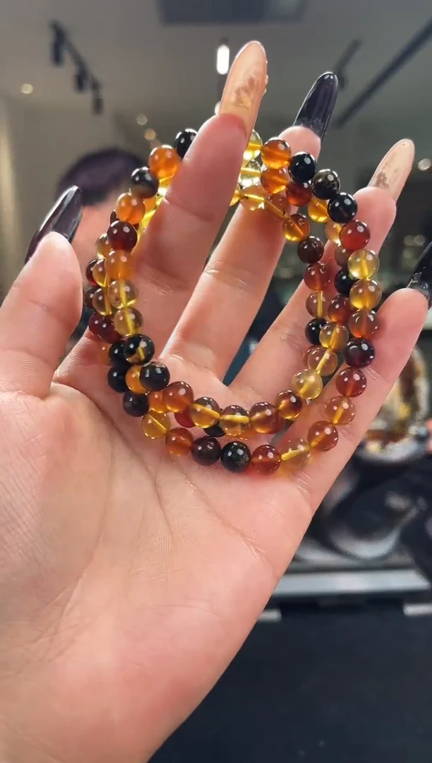 琥珀颈饰未镶嵌缅甸琥珀多宝妈妈链