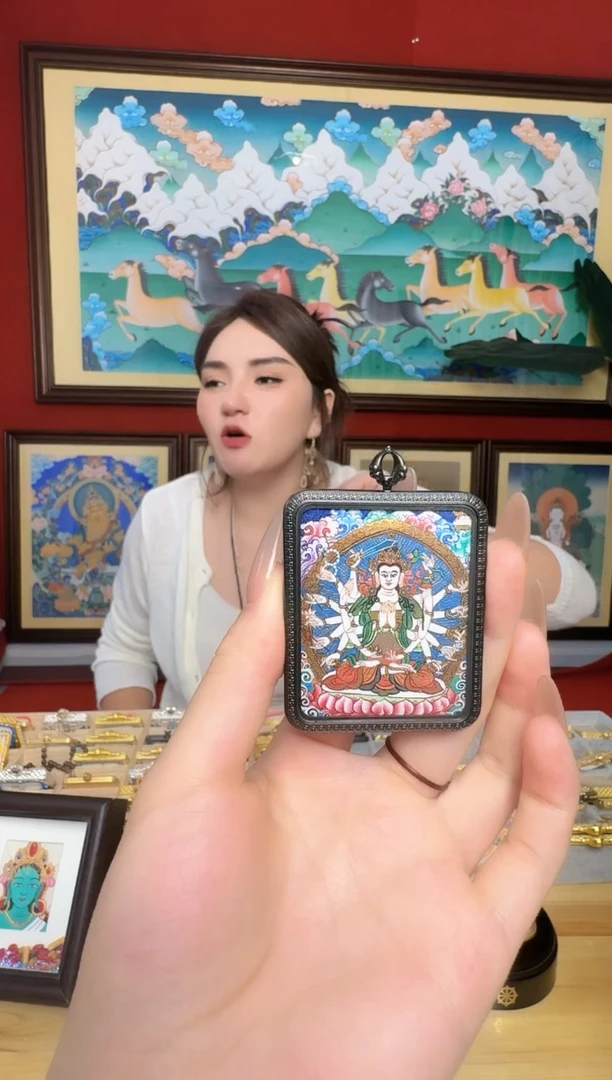 吊坠准老师-热贡纯手绘唐卡