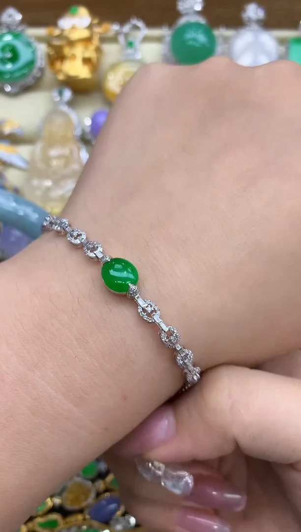 18K金镶嵌手链翡翠414-中国好珍宝