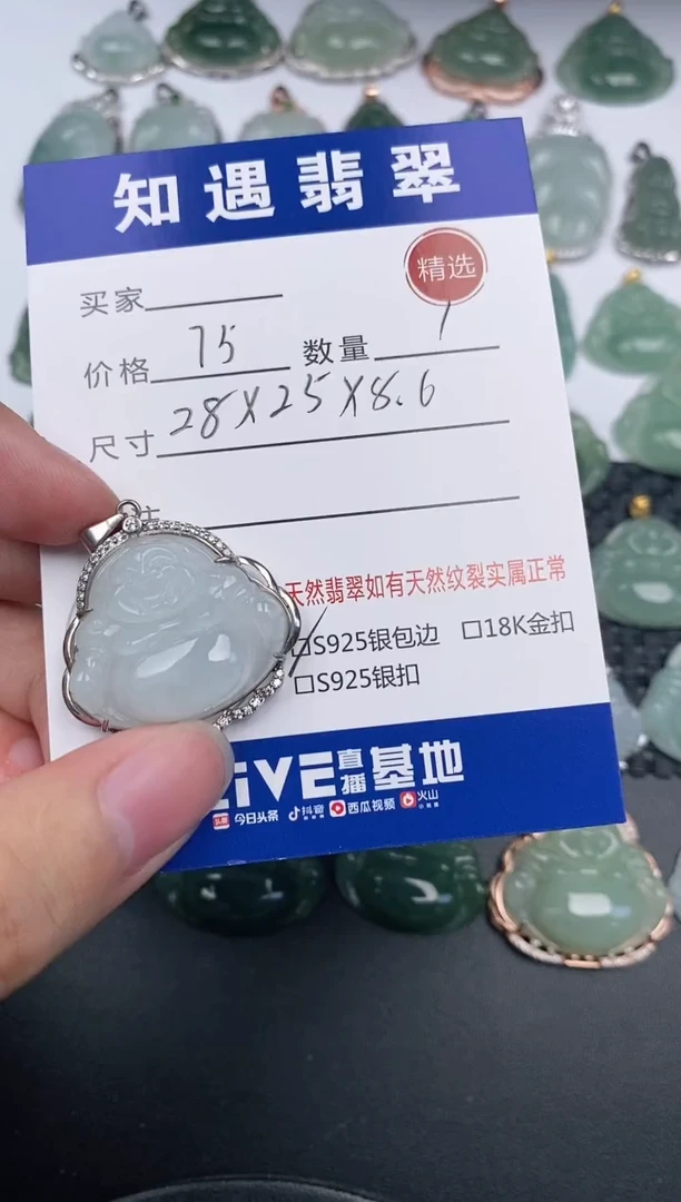 翡翠银S925镶嵌颈饰挂件
