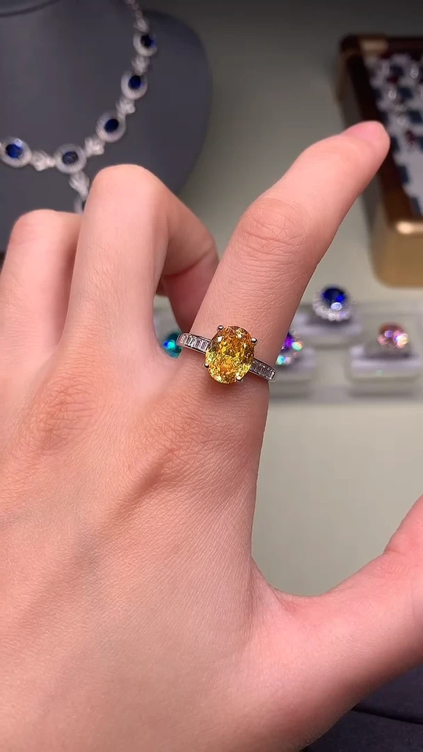 银S925镶嵌戒指黄色碧玺........