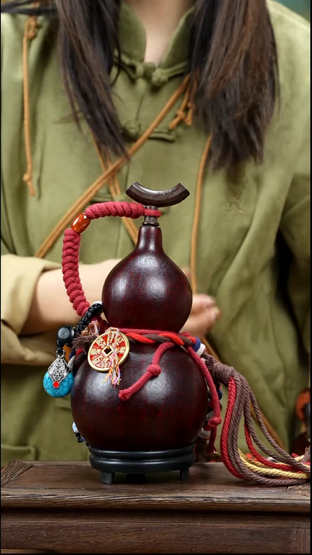 YY049精品藏绳款天然酒葫芦（一物一拍）+原色小手捏