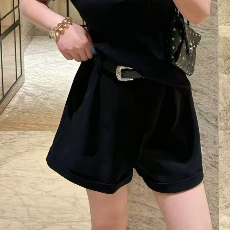 琪琪怪怪大码女装【随性短裤】高腰A字百搭简约带腰带短裤P47196QQ