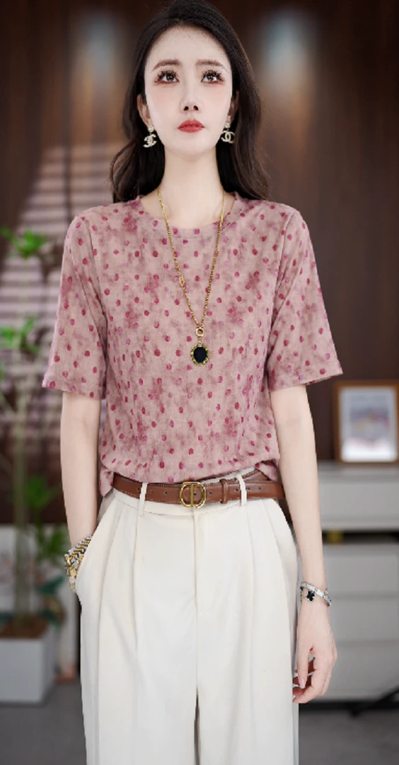 XT1192新款时尚百搭气质宽松减龄短袖上衣-悠悠