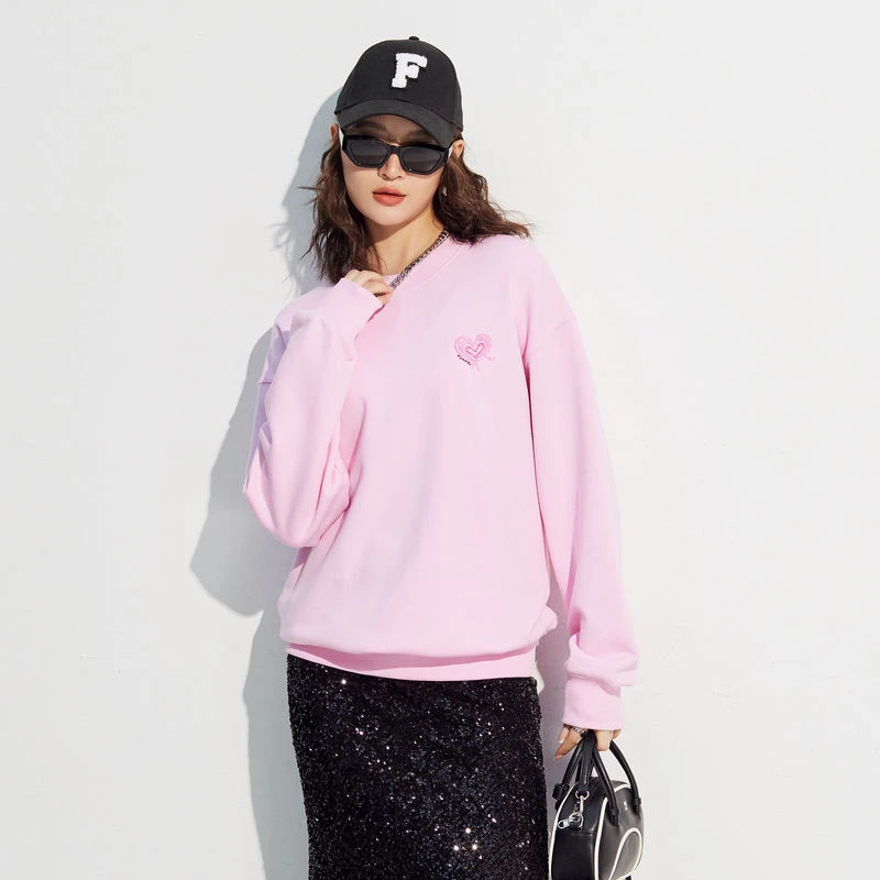 【达人专属】【商场同款】春季圆领卫衣女绣花时尚洋气休