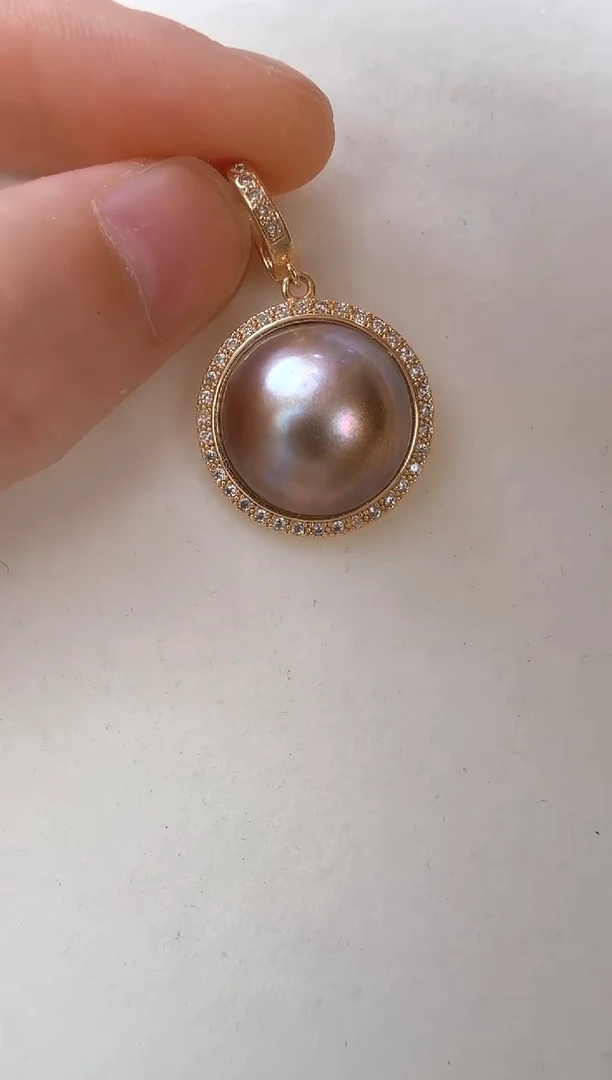 合金颈饰拼合珍珠（马贝珠）晚霞吊坠