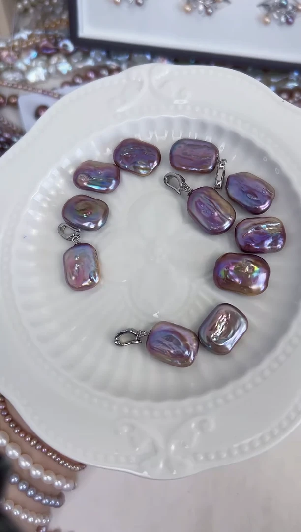 淡水珍珠银S925镶嵌吊坠(不含链)油画紫 发其一