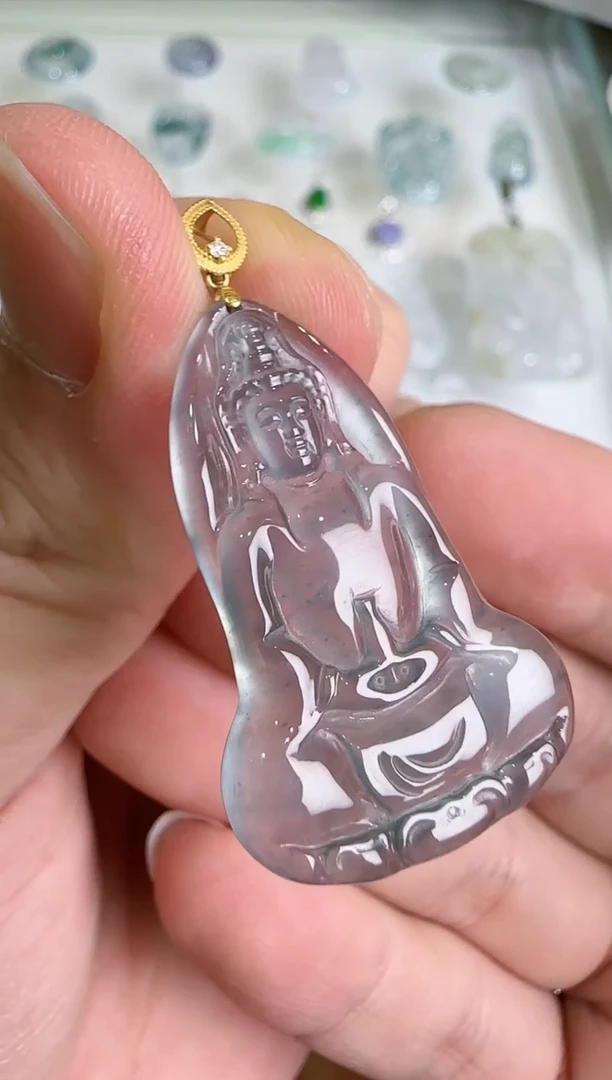 翡翠18K金镶嵌吊坠(不含链)  多样性发货