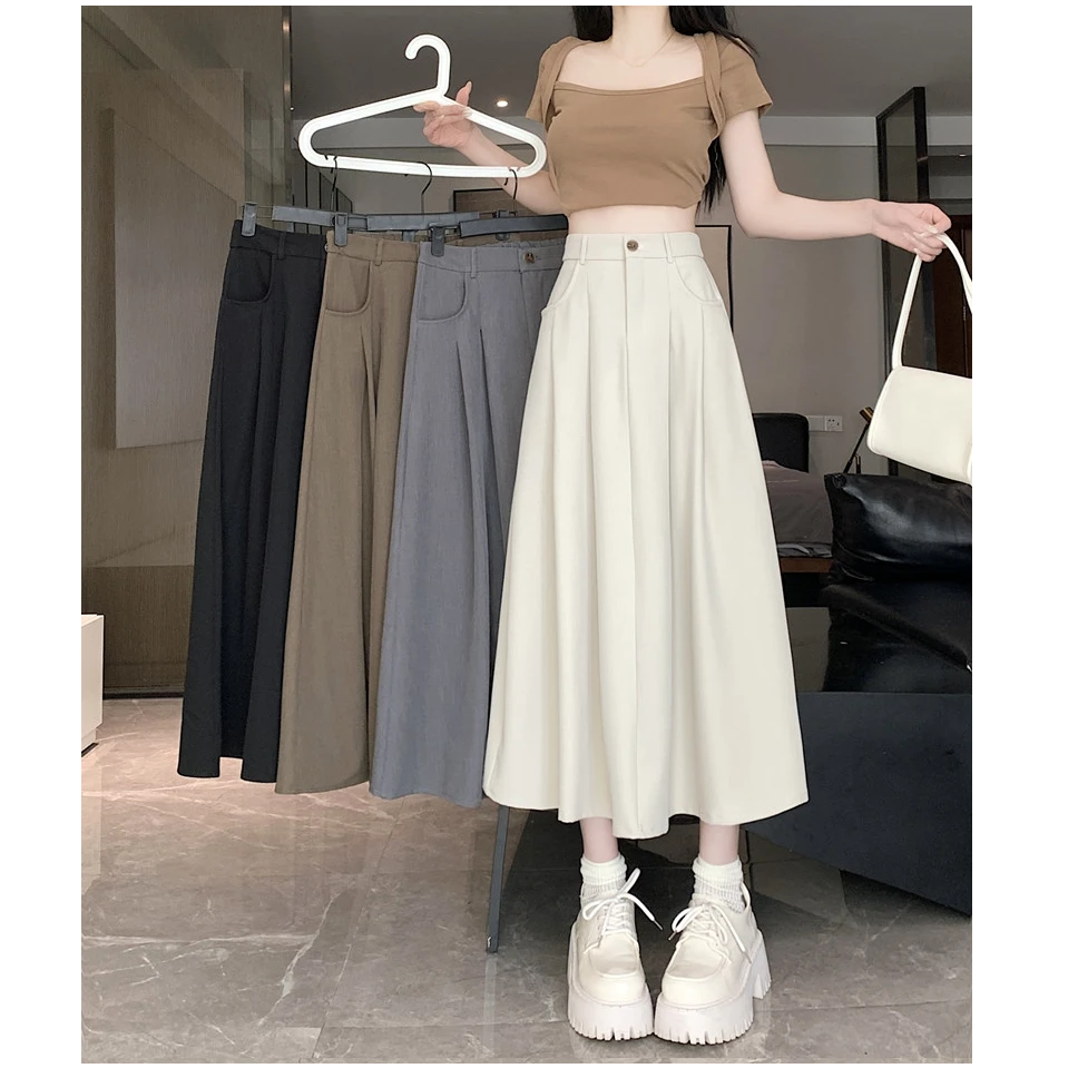 大码梨形身材A字西装半身裙女2025新款秋季裙子胖mm遮肚显瘦长裙