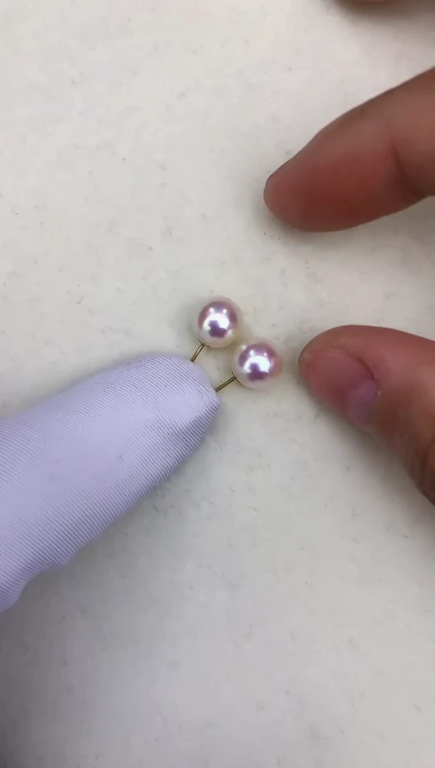 18K金镶嵌DA海水珍珠 GD015 8-8.5 素钉