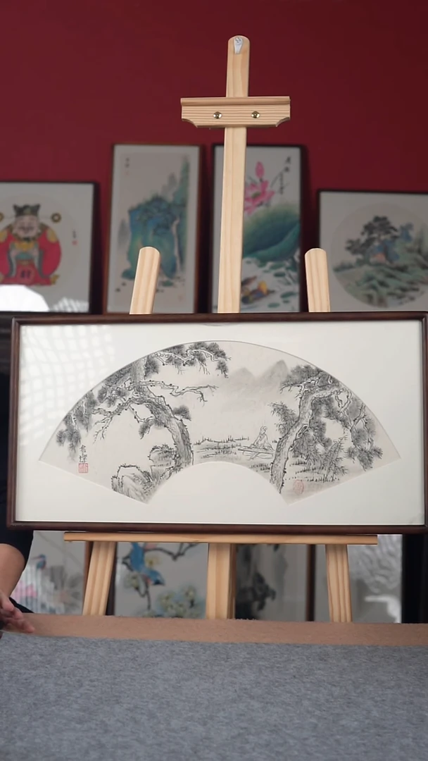 国画纯手绘纯手写-带框尺寸36*69