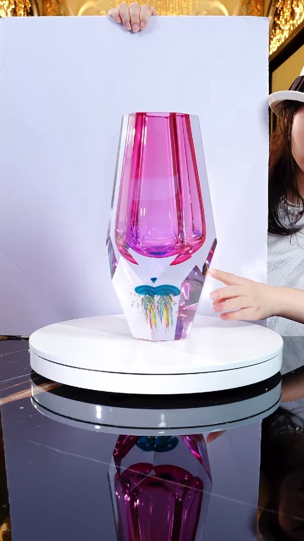 摆件AJ05501金红水母琉璃大花瓶