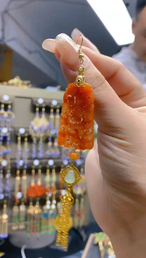 翡翠合金耳饰403翡翠耳钩一个