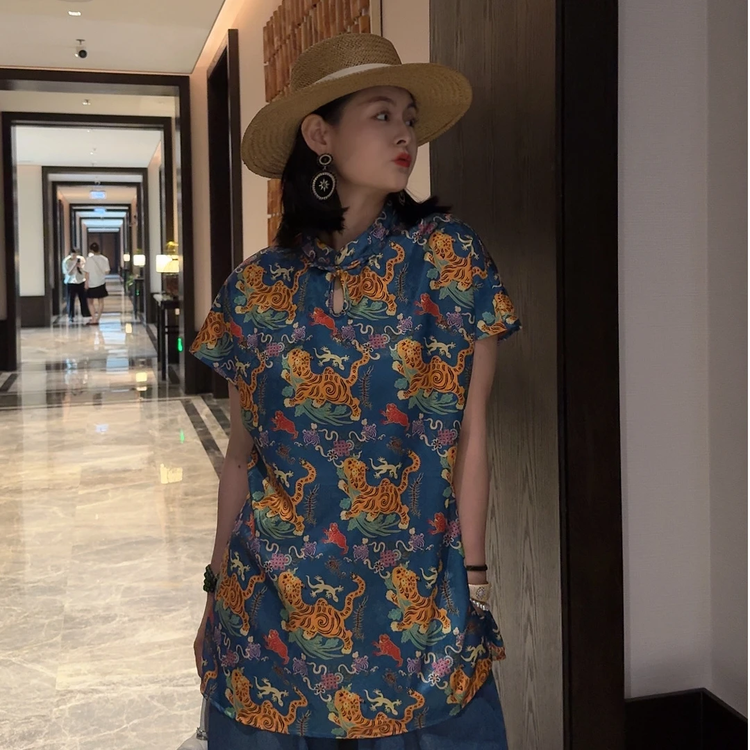 《虎虎声威》新中式旗袍中国风复古老钱风旗袍