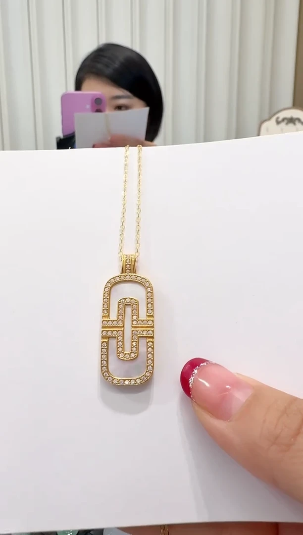 18K金镶嵌贝壳（贝母）项链套链