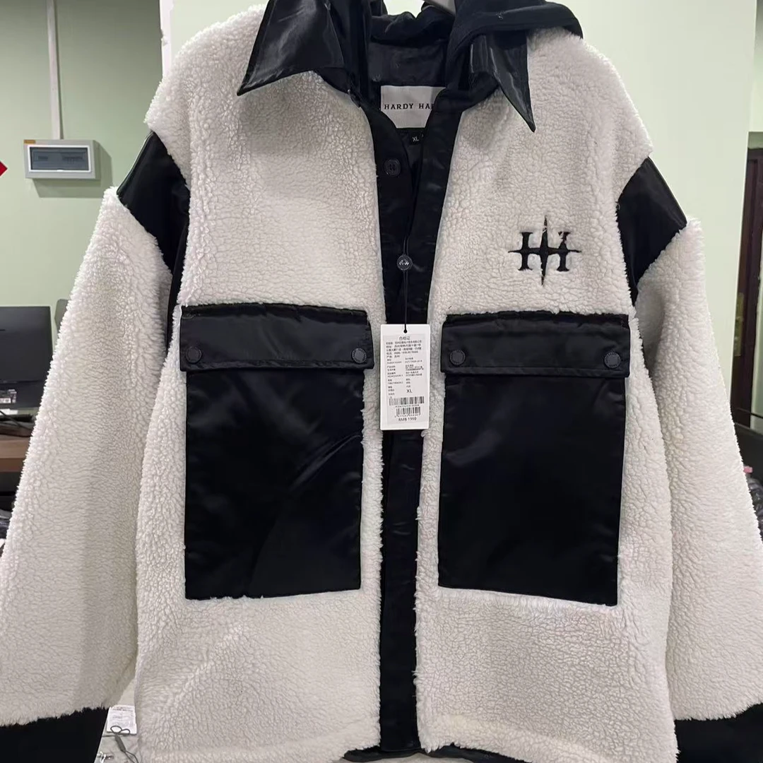 HD-3613外套运动时尚休闲拼接冬季羊羔绒撞色拼色