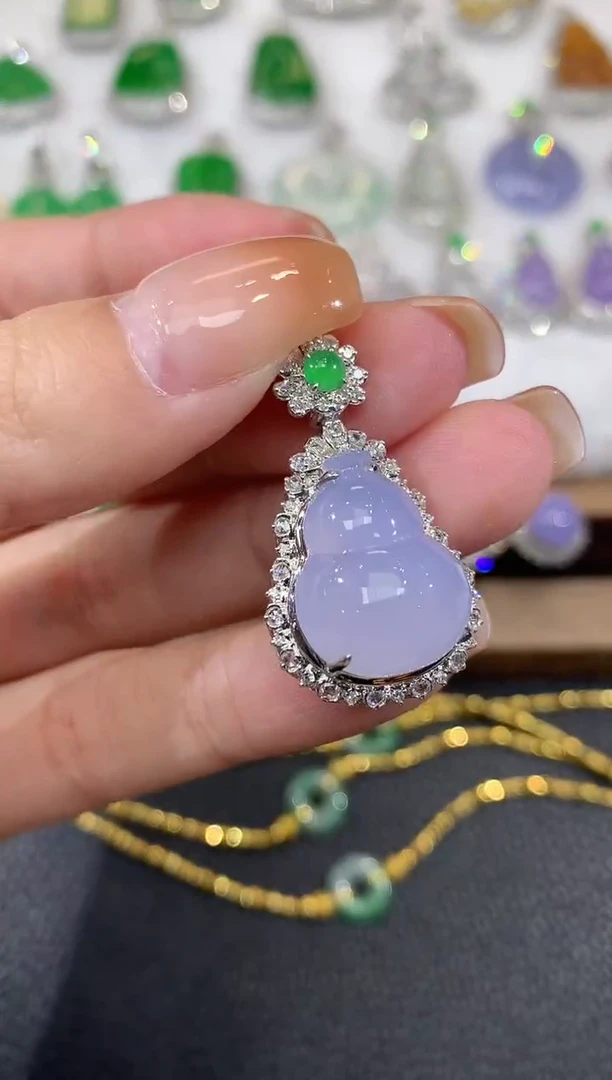 吊坠(不含链)18K金镶嵌翡翠A83 紫货有一定色差