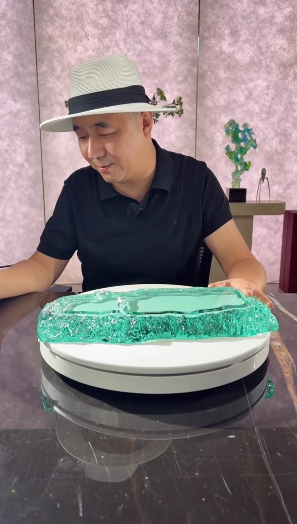 摆件CS0103052湖水绿山河小茶盘