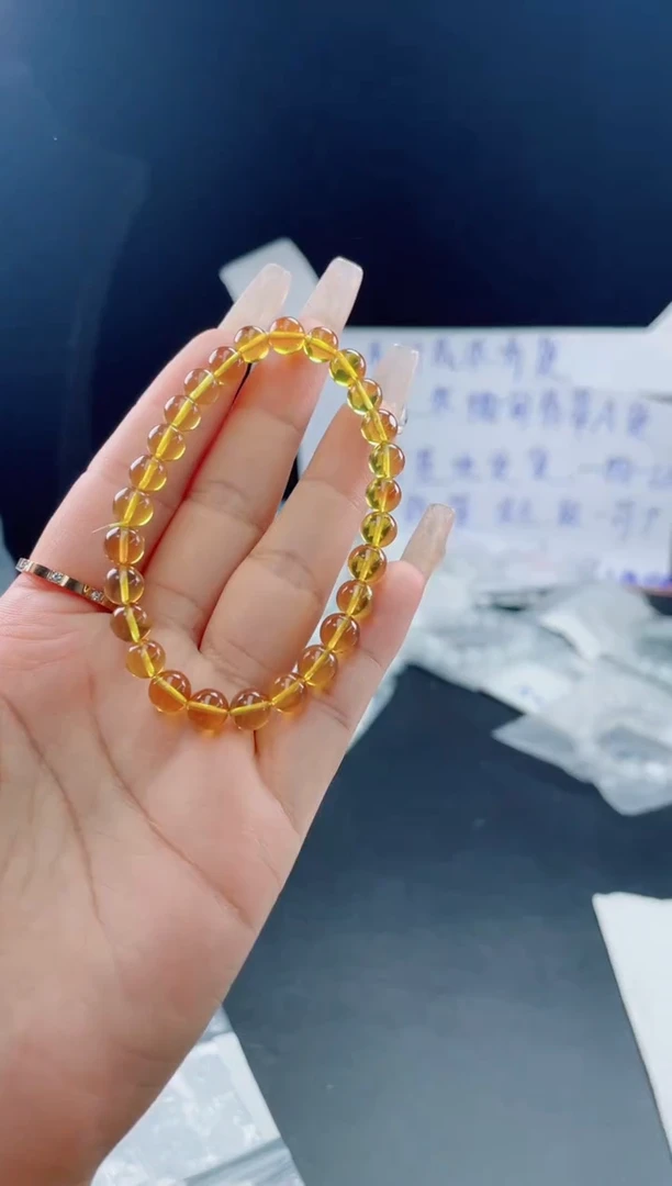 未镶嵌琥珀戒指珠串7.0