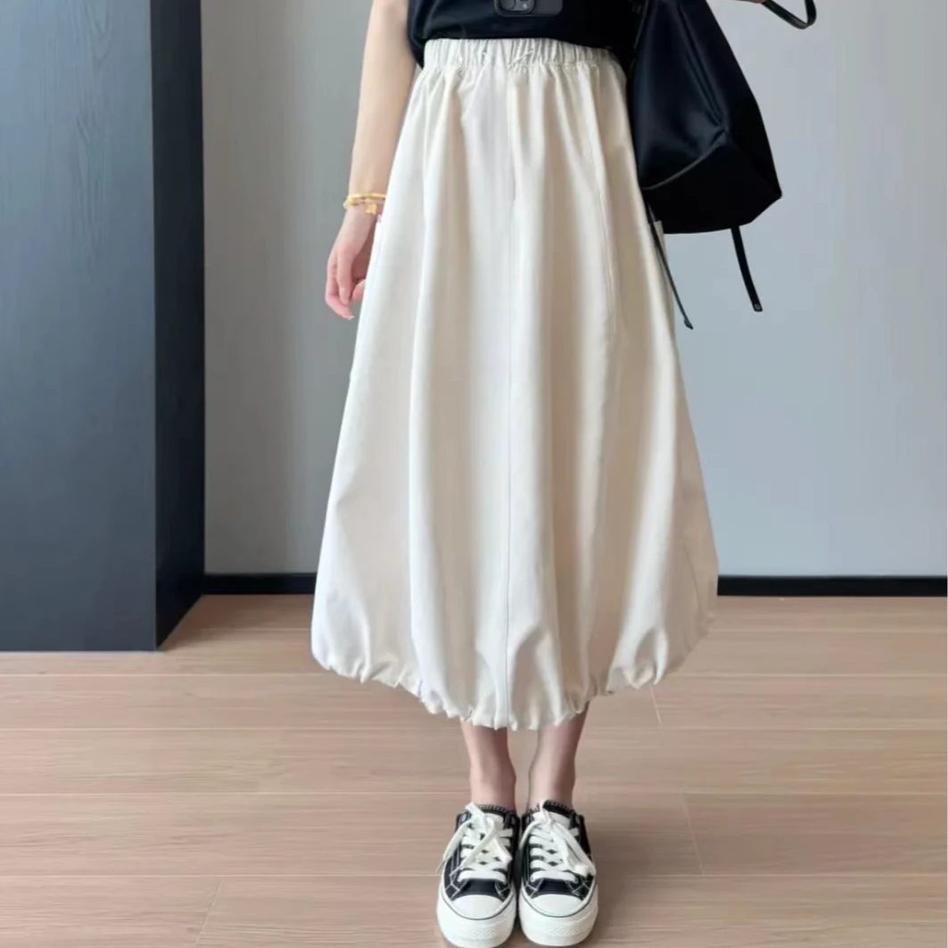 日系松紧腰半身裙女春季新款花苞裙半裙工装裙(B11-3)99F08