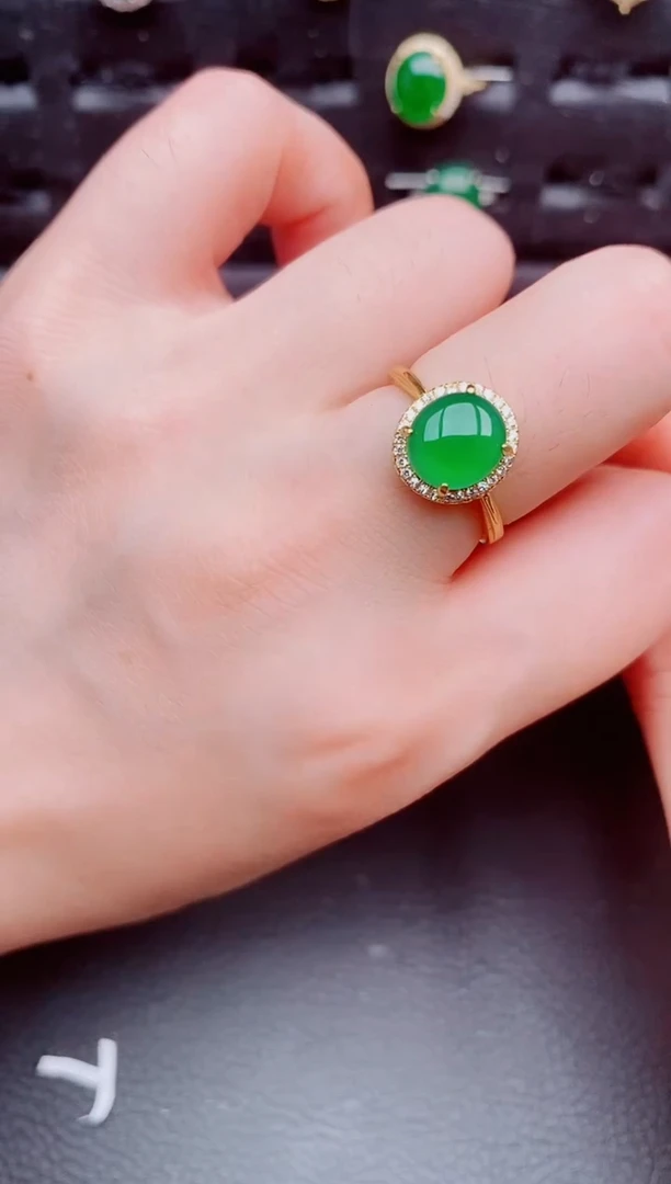 翡翠戒指银S925镶嵌天然a货翡翠245