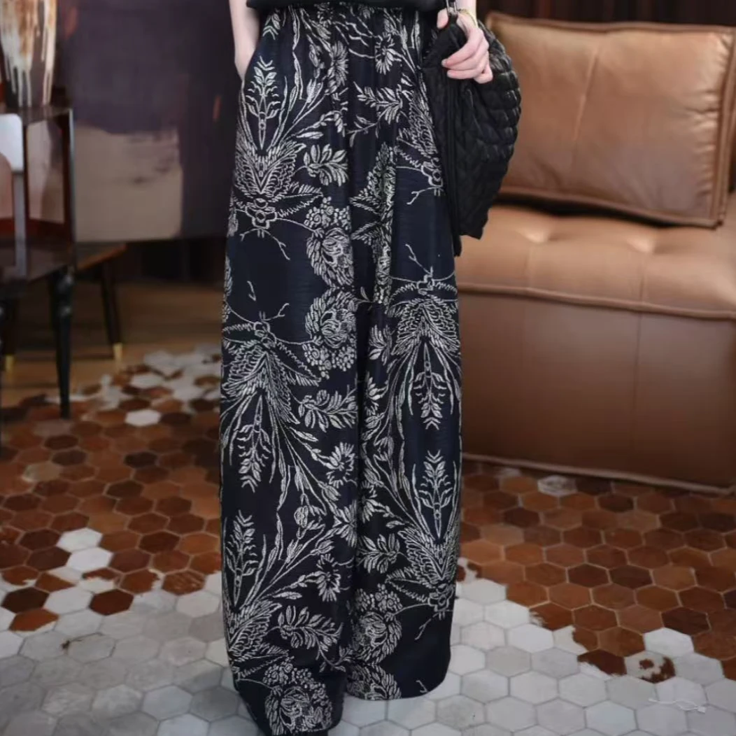 【扶苏】时尚松紧腰显瘦国风百搭宽松复古休闲设计师裤子