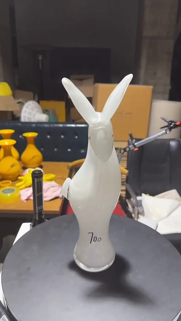 手工艺品琉璃琉璃白玉立兔
