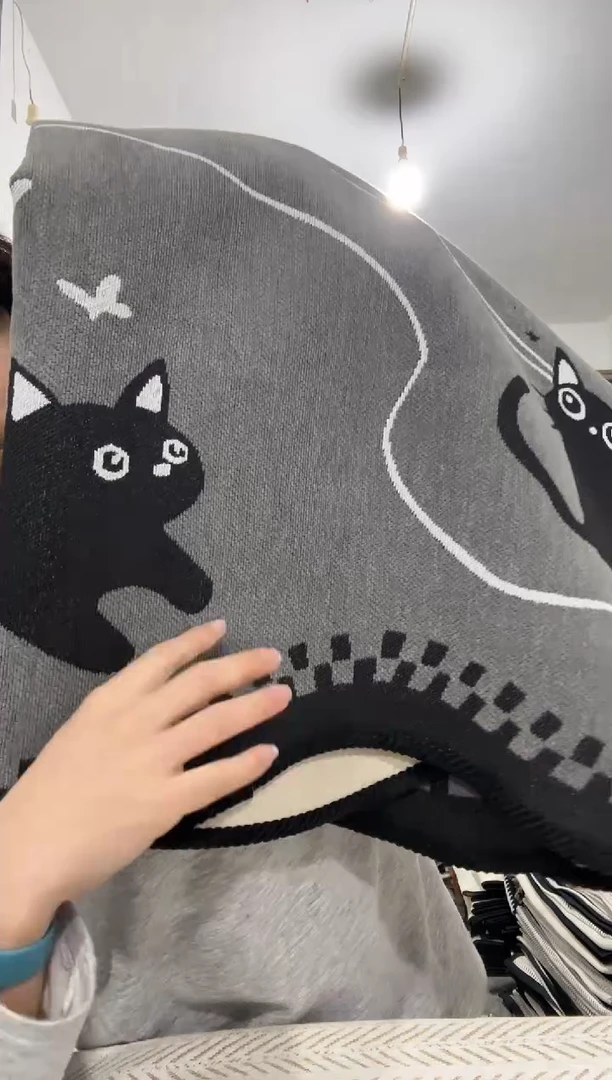 雪尼尔90*260  灰色猫