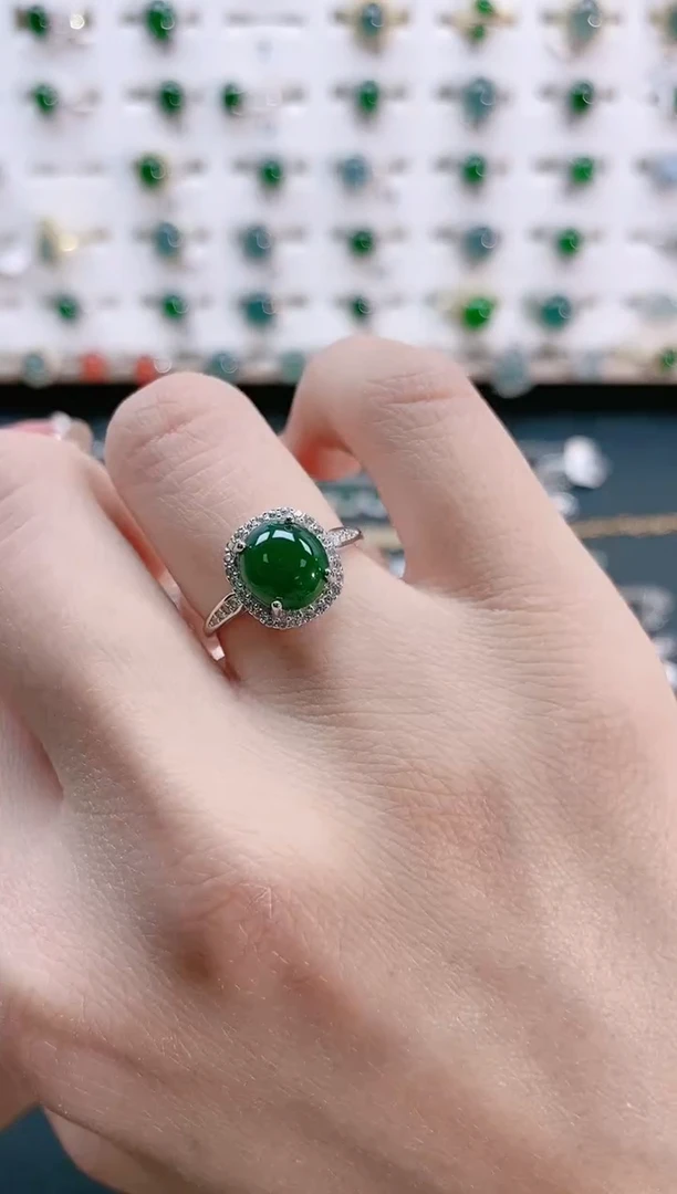 【闪购商品】翡翠戒指银S925镶嵌天然翡翠