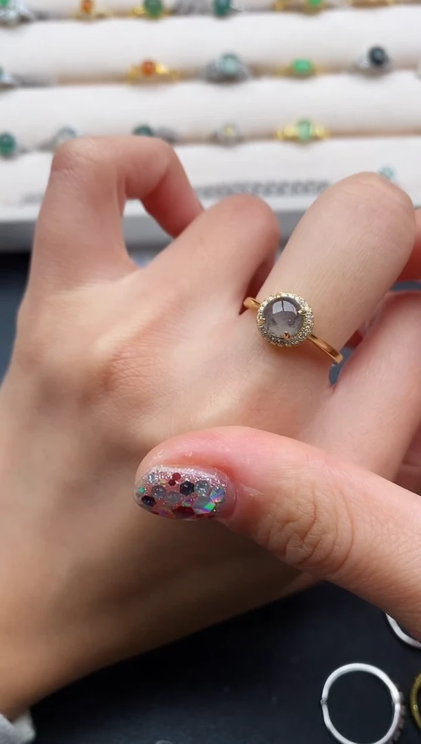 银S925镶嵌戒指翡翠55555555+6