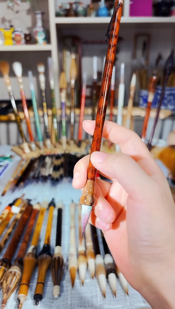 19号 蛇纹木牛角紫毫彩毛出锋2.6（清水试笔）