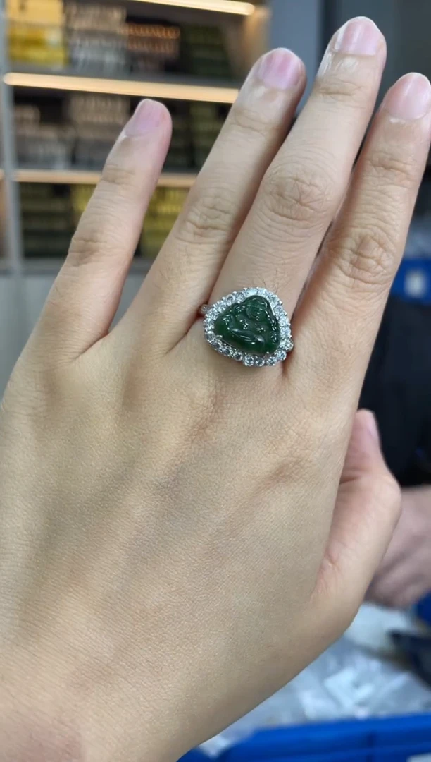 翡翠戒指银S925镶嵌多样性发一件