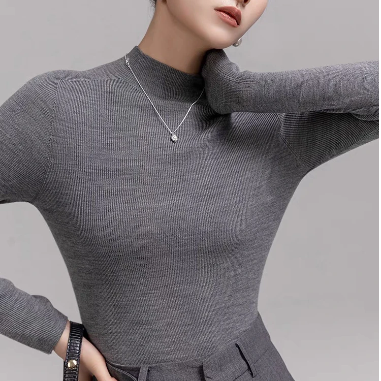 半高领【100%绵羊毛】【一线成衣可机洗 】超细精仿扬子纱羊毛打底衫