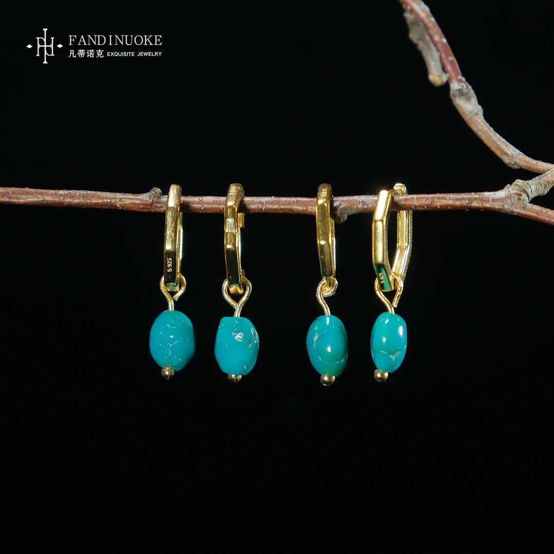 L【加加专属】6 MJ12183-S925银镶嵌绿松石耳钉-多样性发一件-约6mm