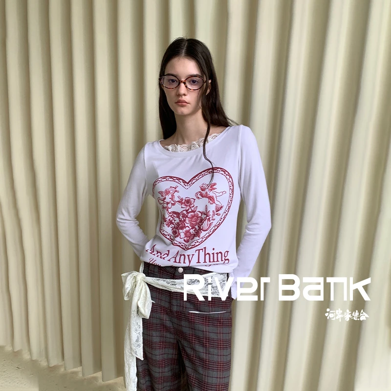 河岸家买手店设计师AndAnything蕾丝天使爱心印花长袖T恤25春夏