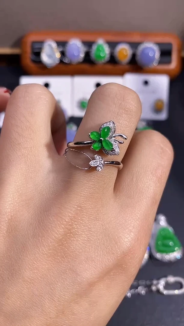 【闪购商品】翡翠戒指18K金镶嵌戒指