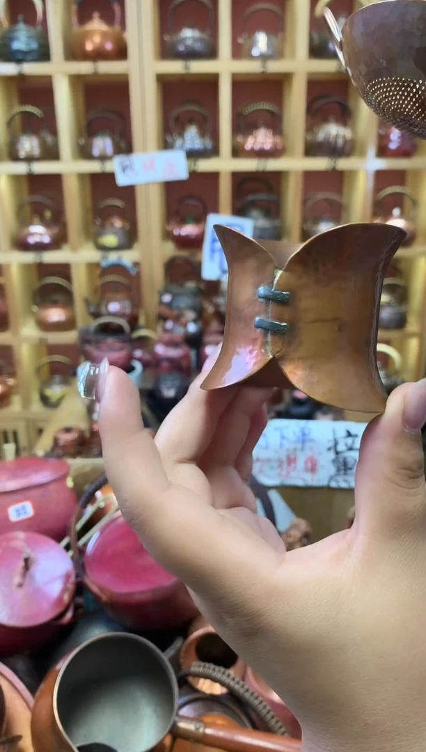 紫铜足银驹钉茶漏底座盖置