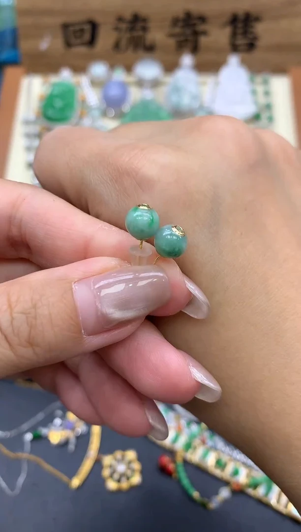 【闪购商品】翡翠耳饰18K金镶嵌62-中国好珍宝