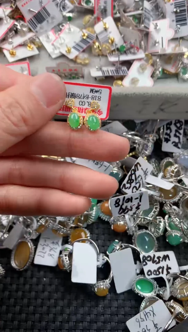 银S925镶嵌戒指翡翠555   6