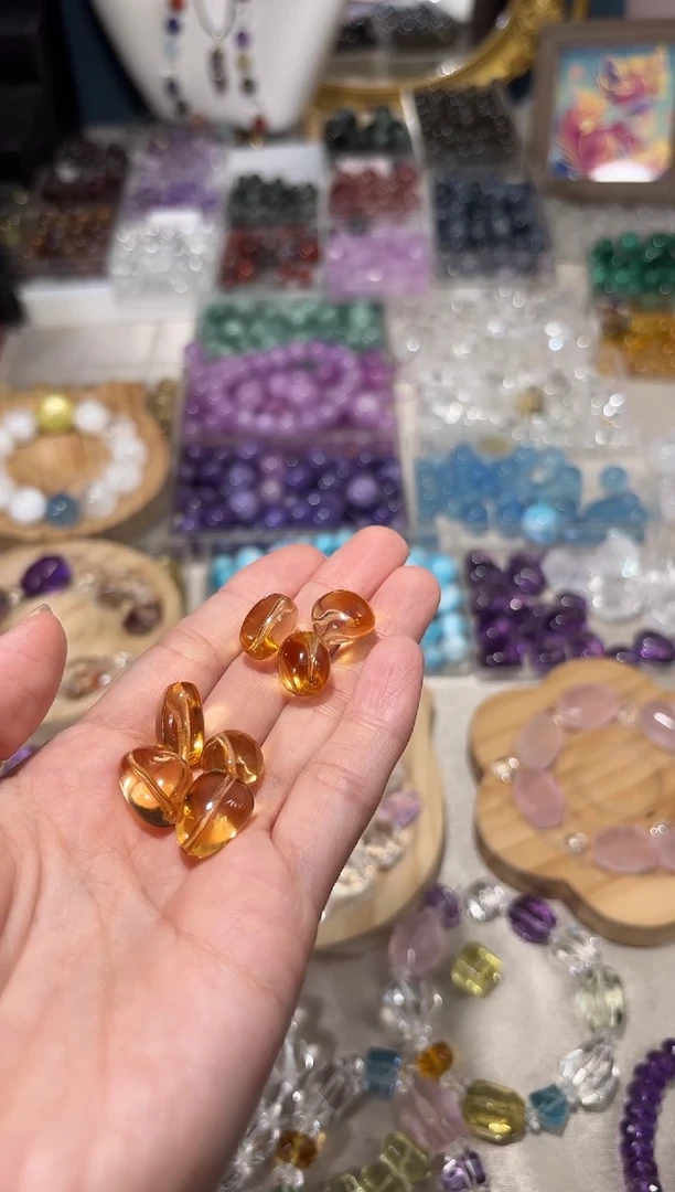 水晶手串未镶嵌H16黄水晶糖豆卡11-12单颗拍2