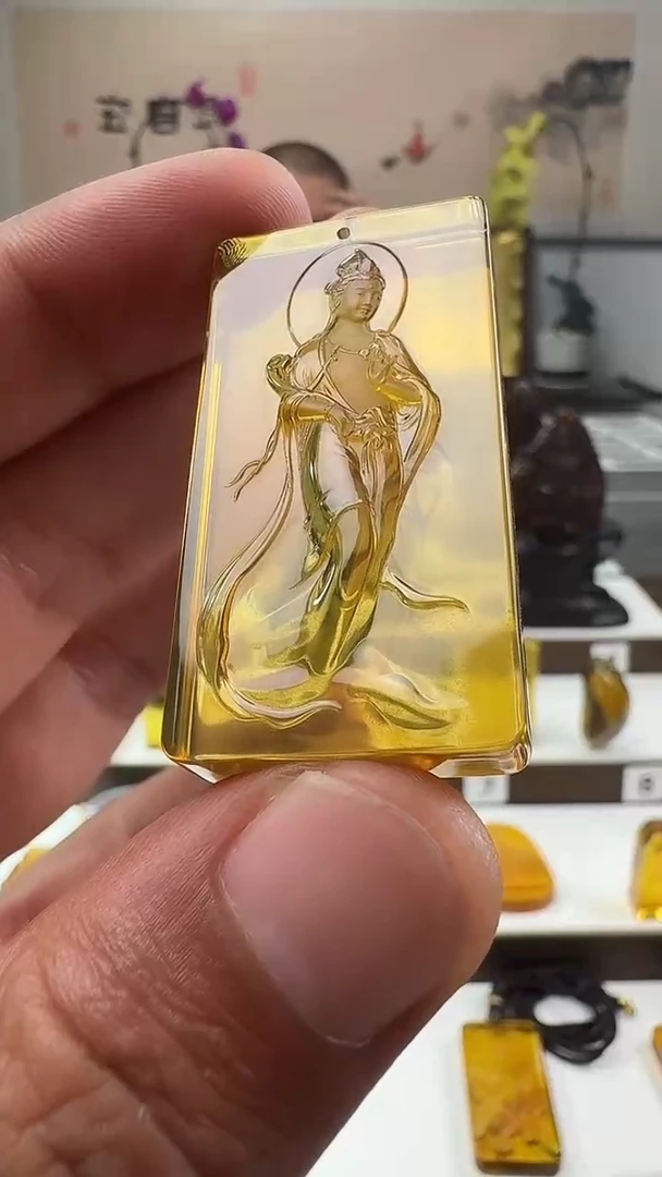 未镶嵌吊坠(不含链)琥珀站观音方牌吊坠