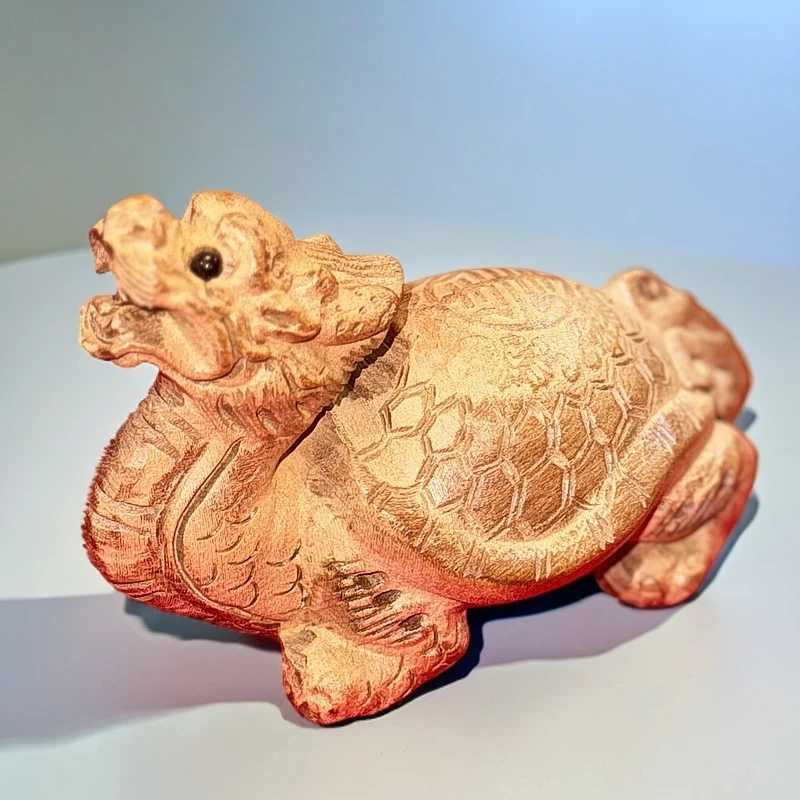 桃木龙龟摆件正宗泰山桃木整料雕刻原木车摆件