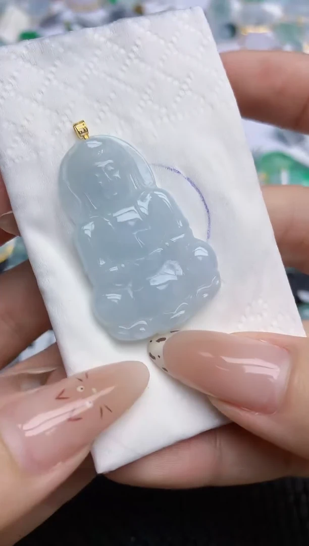 翡翠18K金镶嵌颈饰397   天然翡翠A货