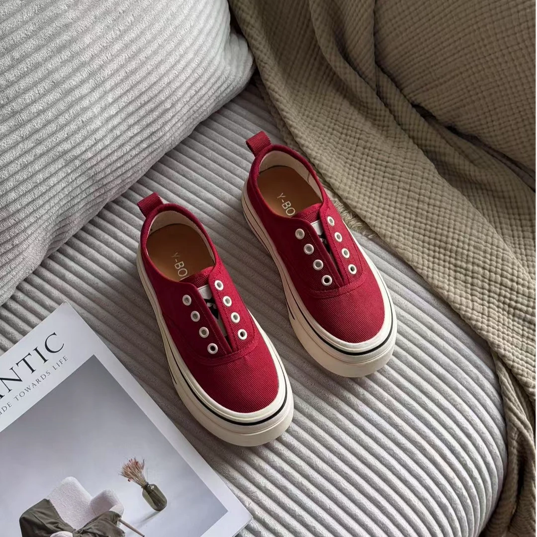 厚底帆布鞋女2025春夏新款百搭一脚蹬休闲运动板鞋 YBL 1109-39