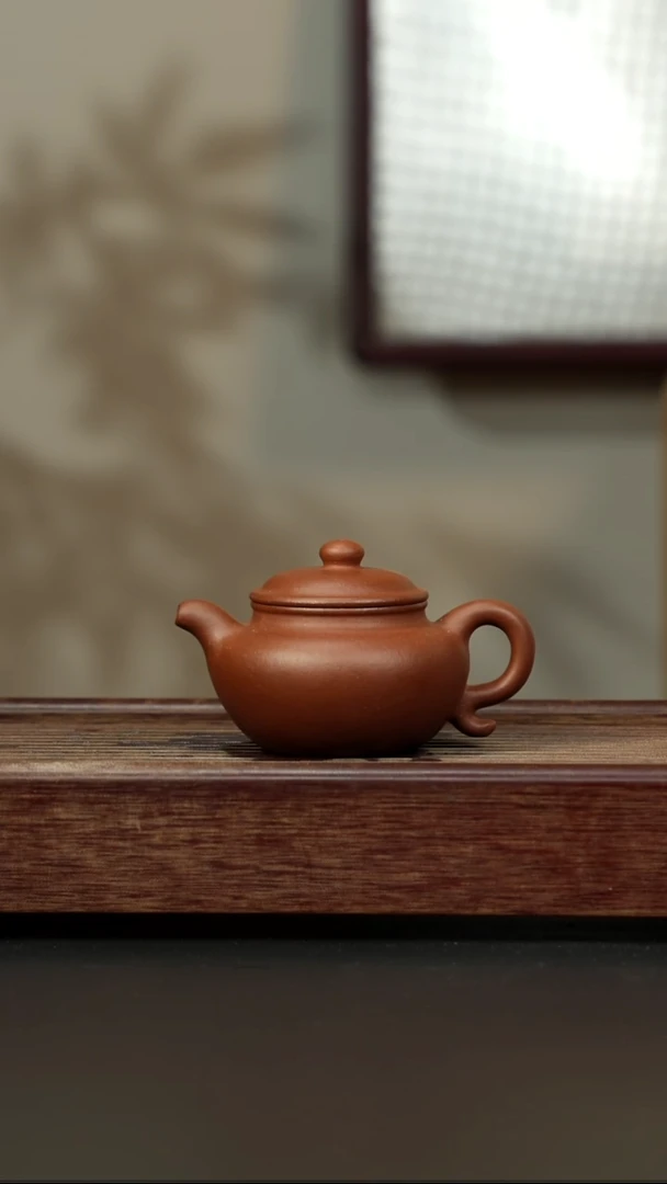 紫砂茶壶红降坡 仿古壶